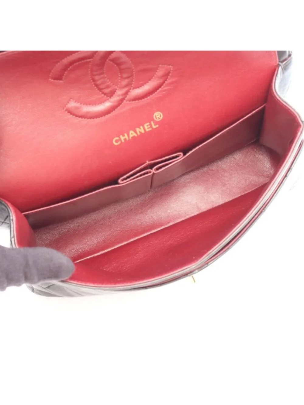 Chanel Shoulder Bag Quilted Double Flap Black Lambskin Chain